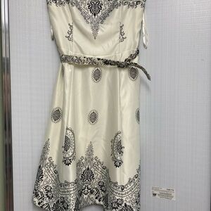 White House Black Market Cream and Black Floral Dress